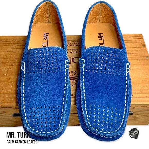 MR TURK PALM CANYON LOAFERS IN BLUE SUEDE DRIVING MOCCASINS MEN’S SIZE 7 & 8 - Picture 7 of 11